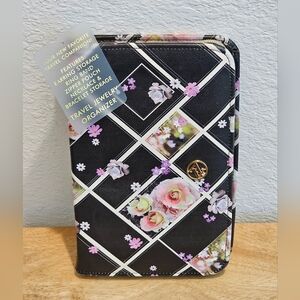 NWT Adrienne Vittadini Floral Travel Jewelry Organizer Case